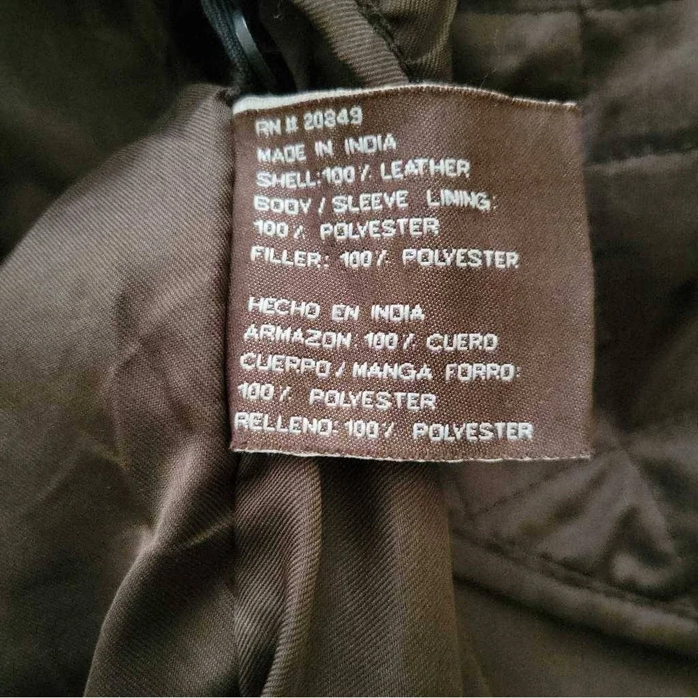 Phase 2 Mens Leather Jacket Brown Button Pockets Removable Lining Big & Tall 2XL